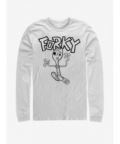 Disney Pixar Toy Story 4 Doodle Fork White Long-Sleeve T-Shirt $12.11 T-Shirts