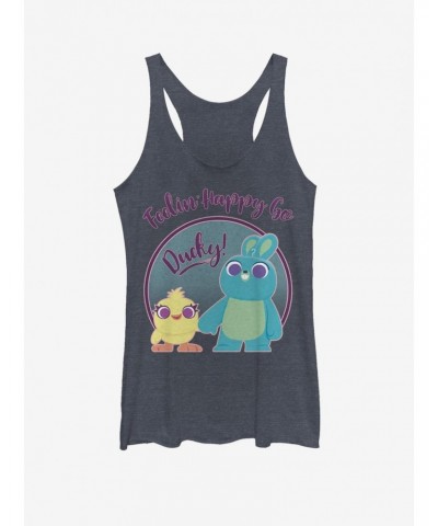 Disney Pixar Toy Story 4 Ducky Bunny Pastel Girls Navy Blue Heathered Tank Top $6.22 Tops