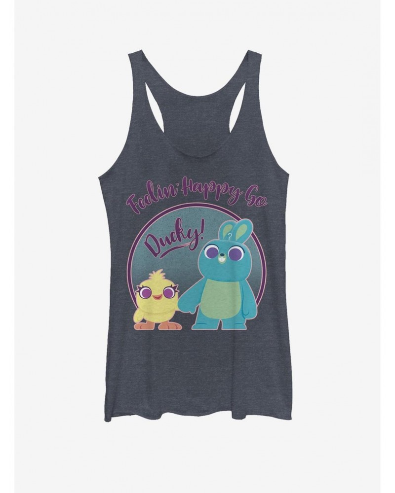 Disney Pixar Toy Story 4 Ducky Bunny Pastel Girls Navy Blue Heathered Tank Top $6.22 Tops