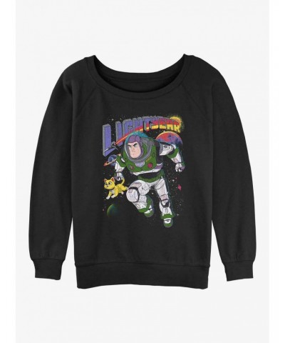 Disney Pixar Lightyear Buzz and Sox Girls Slouchy Sweatshirt $13.28 Sweatshirts