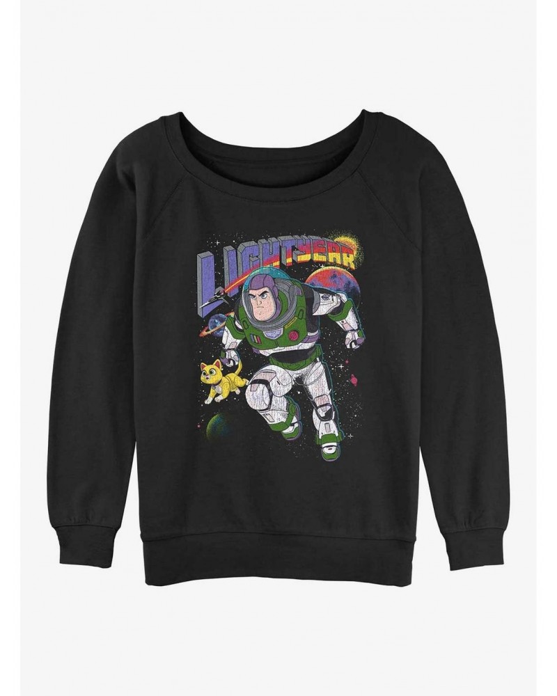 Disney Pixar Lightyear Buzz and Sox Girls Slouchy Sweatshirt $13.28 Sweatshirts