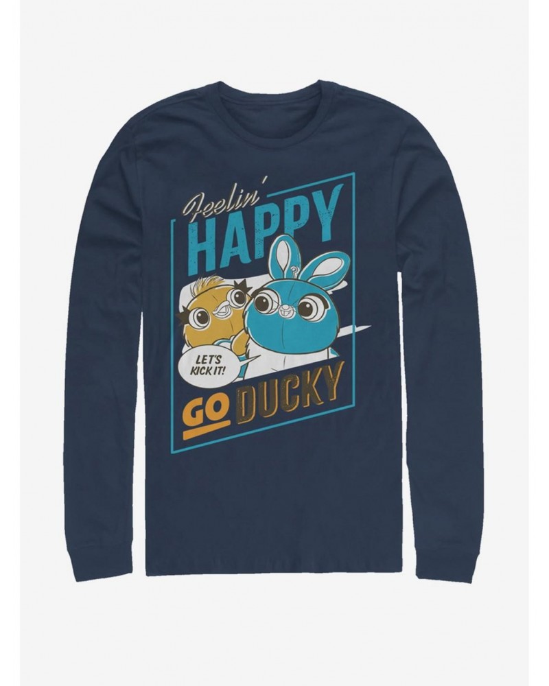 Disney Pixar Toy Story 4 Happy Go Ducky Navy Blue Long-Sleeve T-Shirt $9.21 T-Shirts