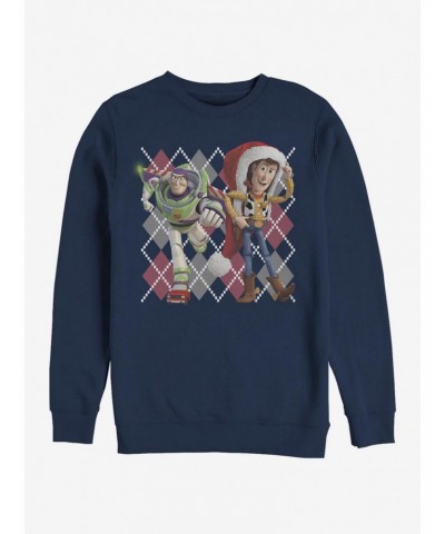 Disney Pixar Toy Story Argyle Christmas Crew Sweatshirt $11.51 Sweatshirts