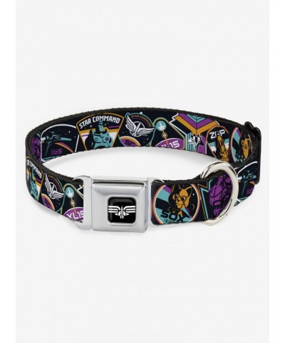 Disney Pixar Lightyear Mission Patches Collage Multicolor Seatbelt Buckle Dog Collar $10.46 Pet Collars