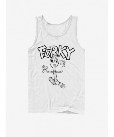 Disney Pixar Toy Story 4 Doodle Fork White Tank Top $7.57 Tops