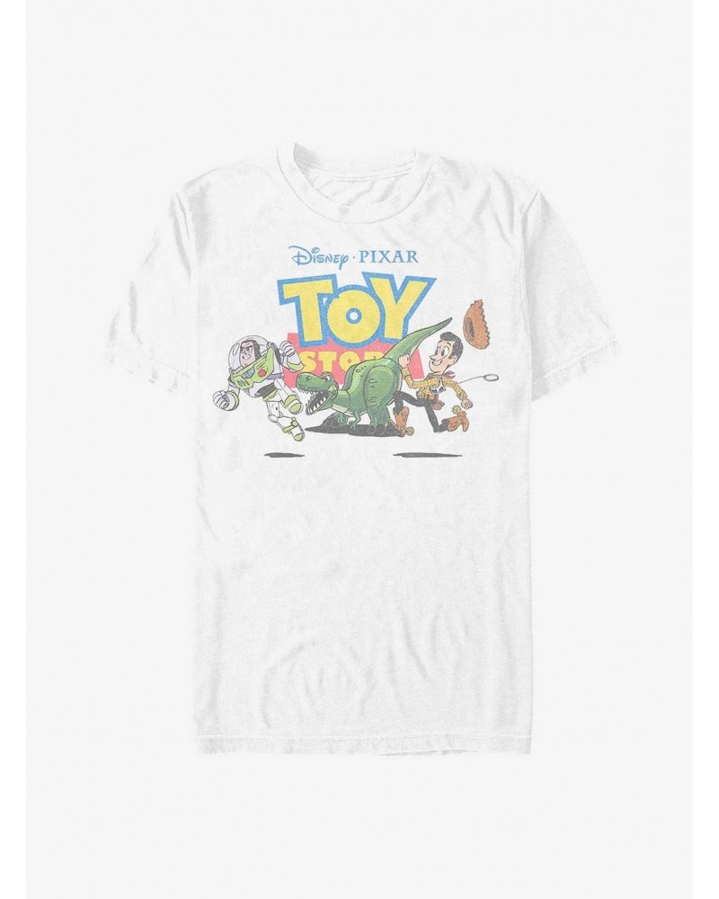 Disney Pixar Toy Story Vintage Buzz, Rex, and Woody Run T-Shirt $7.30 T-Shirts