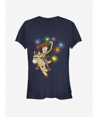 Disney Toy Story Woody Christmas Light Lasso Girls T-Shirt $5.99 T-Shirts