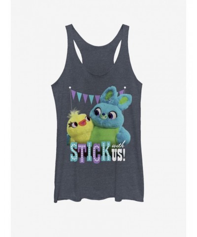 Disney Pixar Toy Story 4 Stick With Us Girls Heathered Navy Blue Tank Top $8.29 Tops