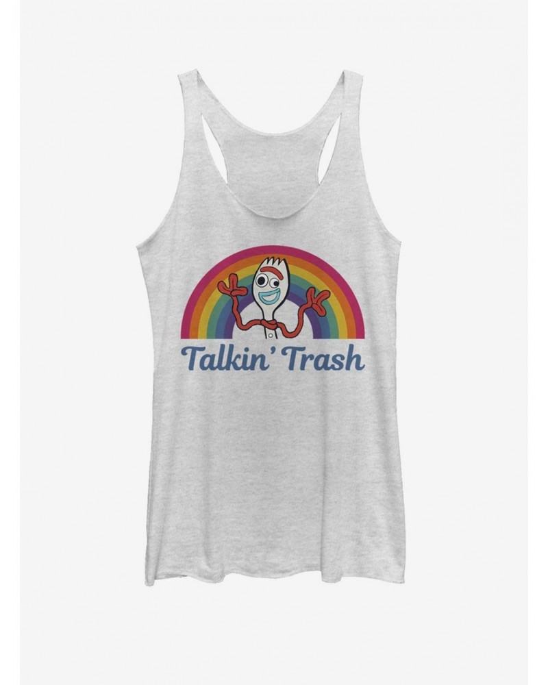 Disney Pixar Toy Story 4 Talkin' Trash Girls White Heathered Tank Top $9.32 Tops