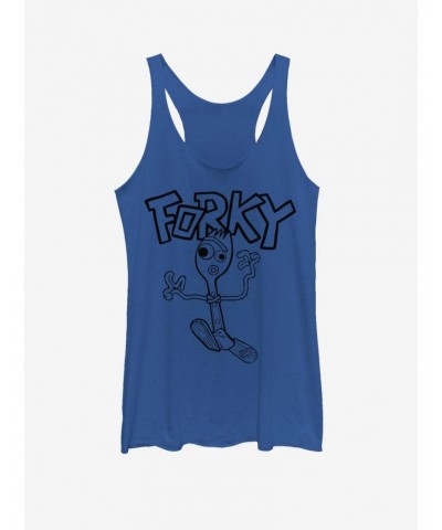 Disney Pixar Toy Story 4 Doodle Fork Girls Royal Blue Heathered Tank Top $7.46 Tops