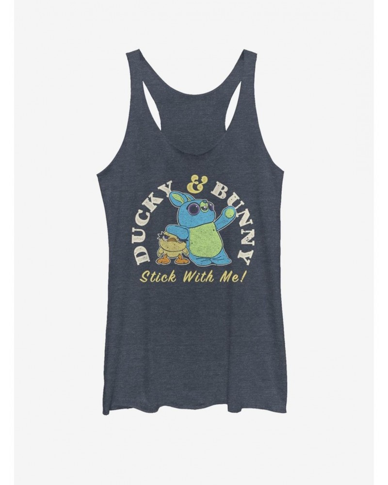 Disney Pixar Toy Story 4 Ducky And Bunny Brand Girls Navy Blue Heathered Tank Top $8.08 Tops