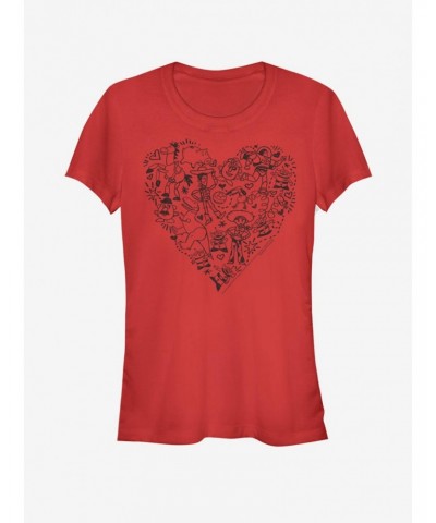 Disney Pixar Toy Story Group Doodle Heart Girls T-Shirt $4.85 T-Shirts