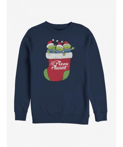 Disney Toy Story Pizza Planet Alien Christmas Stocking Crew Sweatshirt $10.92 Sweatshirts