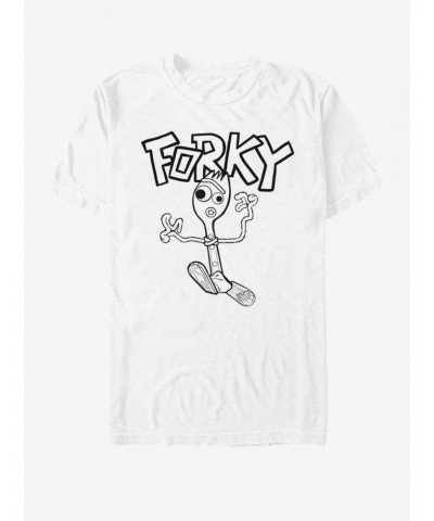 Disney Pixar Toy Story 4 Doodle Fork White T-Shirt $5.50 T-Shirts