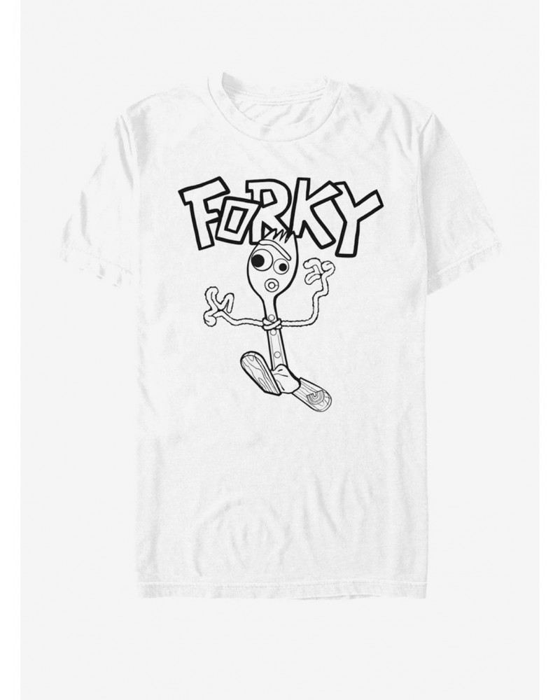 Disney Pixar Toy Story 4 Doodle Fork White T-Shirt $5.50 T-Shirts