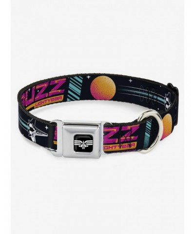 Disney Pixar Lightyear Mission Patches Collage Black Seatbelt Buckle Dog Collar $10.46 Pet Collars